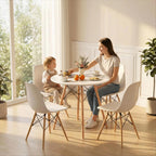 Tangkula Round Dining Table Set for 4, Modern Circle Kitchen Table & 4 Chairs with Ergonomic Seats and Solid Wood Legs, 5-Piece Dining Room Set for Small Spaces, Kitchen, Living Room