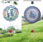 Gazing Ball Spiral Tail Wind Spinner Stabilizer, Garden Decorations Stainless Steel Metal with Hook & Red Crystal Glass Orb Outdoor Hanging Decor Kinetic Yard 3D Swivel Art Sun Catchers