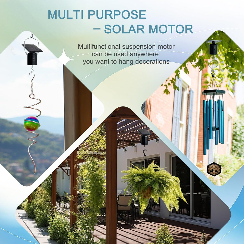 Goolyrusim Solar Powered Wind Spinners Motor, Rotating Solar Energy Operated Motor for Wind Spinner Chimes Sun Catchers, Hanging Display Garden Yard Patio Lawn Outdoor Decor Load Capacity of 4 lbs