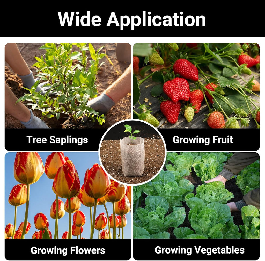 Plant Grow Bags, 400pcs Plant Nursery Bag 5.5 x6.3 Inches, Fabric Seedling Pots Non-Woven Pouch for Potato, Flower, Tomato Plant Starts & Clones, Fruit Protection Bags Home Gardening Supply