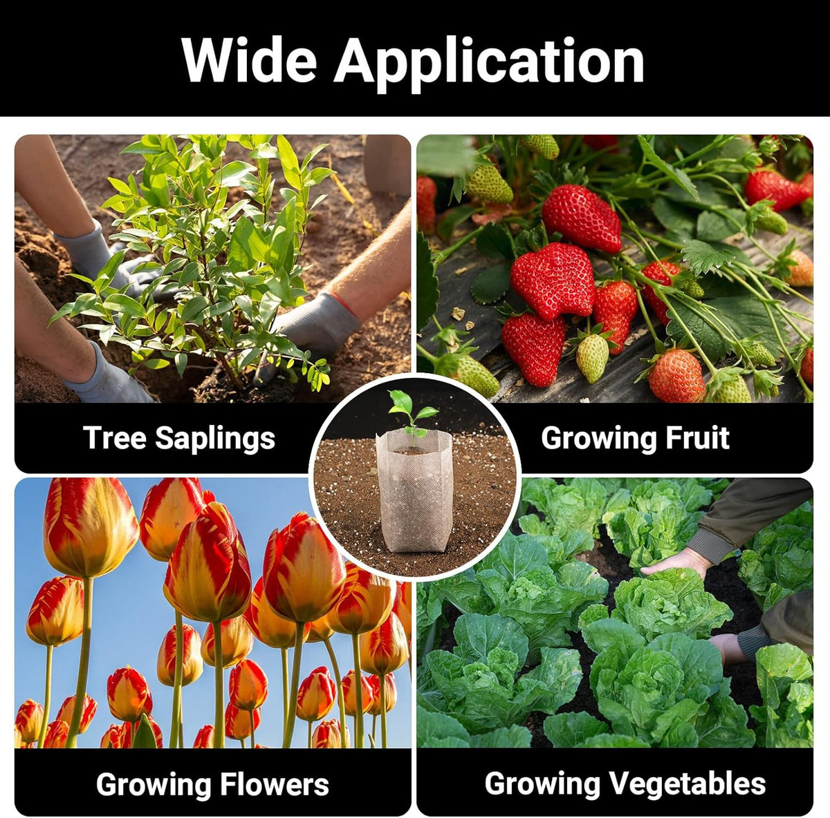 Plant Grow Bags, 400pcs Plant Nursery Bag 5.5 x6.3 Inches, Fabric Seedling Pots Non-Woven Pouch for Potato, Flower, Tomato Plant Starts & Clones, Fruit Protection Bags Home Gardening Supply