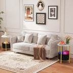 Giantex Round End Table, Small Side Table with Removable Fabric Basket, Modern Bedside Table with Metal Frame, Sofa Couch Accent Table for Small Space Living Room, Nightstand for Bedroom, White