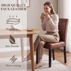 LSSBOUGHT Modern Dining Chair Urban Style Linen Kicthen Chairs with Solid Wood Legs for Dining Room and Restaurant (Brown, Set of 6)