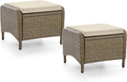 Greemotion Garda 2-Piece Outdoor Patio Aluminum Polyrattan Wicker Outdoor Ottoman All Weather Rattan Patio Furniture Outdoor Footstool Footrest Seat Set w/Removable Cushions in Beige