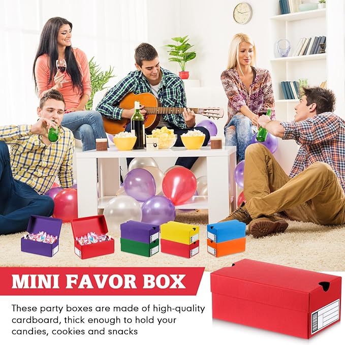 12 Sets Mini Shoe Gifts Boxes for Party Favors 4.7 x 2.5 x 2 Inch Sports Mini Sneaker Box with Editable Label for Candies Cookies Snacks (Multicolor,4.7 x 2.5 x 2 Inches)
