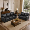 Couchus 88"W Living Room Furniture Sets, 3-Seater&Loveseat, Grey | Faux Leather Fabric Sofa and Couch Sets, Mid-Century Sofa Set with Nailhead Trim