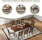 AMERLIFE Dining Chairs Set of 8, Farmhouse Upholstered Kitchen Dining Chairs with Curved Backrests, Padded Dining Room Chairs with Solid Wood Legs, Dark Brown