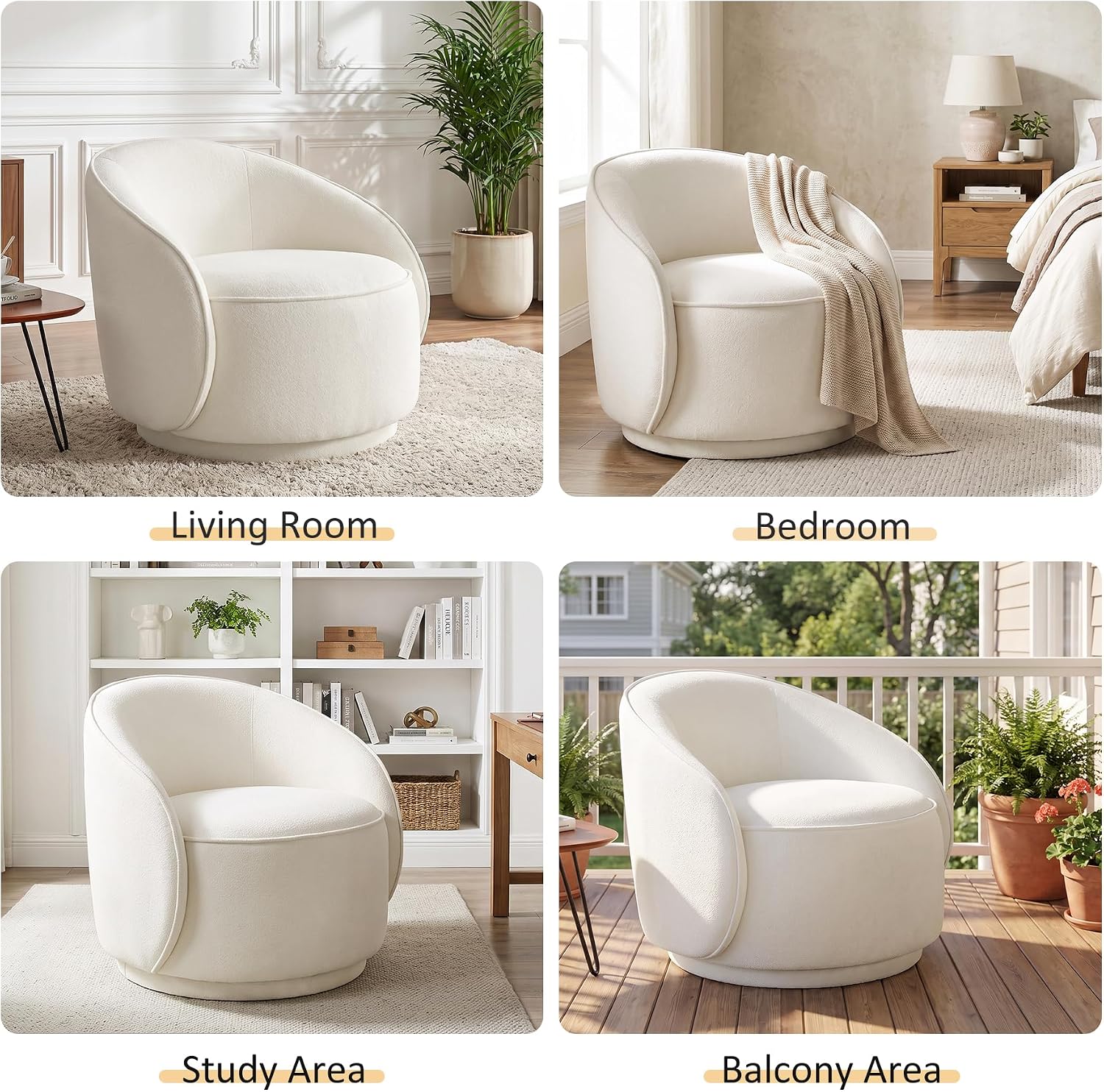 Swivel Accent Chairs Set of 2, 360° Comfy Barrel Swivel Club Armchair, Modern Reading Chair for Living Room, Bedroom, Office, Balcony, Entryway