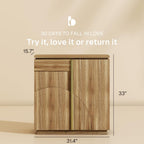 BELLEZE 94'' Mid Century Modern Sideboard Cabinet, Wood Arched Accent Buffet Cabinet with Storage, Credenza Console Table for Dining Room, Kitchen, and Living Room Hallway (Camel)