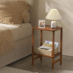 YUFAM Side Table End Table Tall Night Stand 2-Tier for Living Room Bedroom Bathroom Office Furniture Brown
