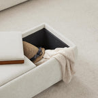 CHITA Storage Ottoman with Tray Lids, FSC Certified Small Rectangular Bench for Living Room, Bedroom, Fabric in Linen