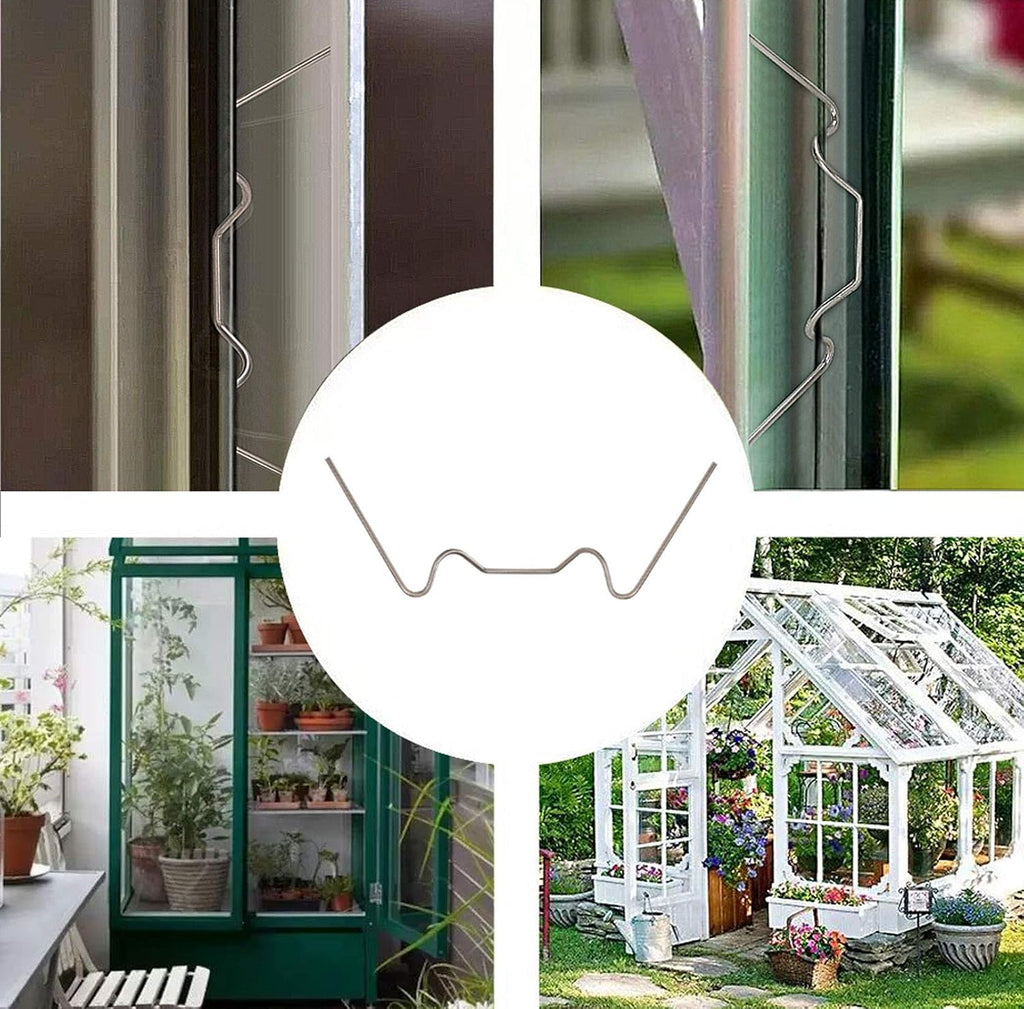 100 PCS Greenhouse Glazing Clips, Stainless Steel W Type Clip, Aluminium Greenhouse Care, W-Wire Green House Fitting