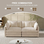 Modular Sectional Sofa, 76.7 Inch I-Shaped Cloud Sofa with Deep Seat Comfortable Chenille Sofa with Cushion Double Sectional Sofa for Living Room Apartment,Light Coffee