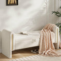 Storage Ottoman Bench, End of Bed Bench with Pull-Ring | 52" Teddy Upholstered, Window Bench with Armrest, Generous Storage, Safety Hinge, Holds 300 LBS, for Bedroom, Cream