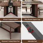 7-Piece Dining Table Set with 6 Cushion Chairs for 4 6 People, 71" Large Long Wooden Kitchen Table Sets W/Waterproof Tabletop, Farmhouse Rectangular Dinner Table for Dining Room,Kitchen(Brown)