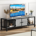 GarveeHome 58 in TV Stand with Storage, Entertainment Center with Adjustable Legs, TV Console up to 65 in, Wooden TV Stand with Open Shelves for Living Room, Bedroom, Light Grey