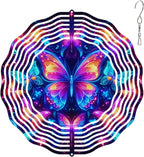 10 Inch Butterfly Wind Spinner, 3D Stainless Steel Hanging Kinetic Wind Sculpture Gifts for Garden Decor Yard Art Indoor Outdoor Window Porch Front Door Decoration