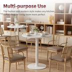 Round Dining Table 24" Circle Tulip Table with Metal Thickened Tabletop & Sturdy Metal Pedestal Mid Century Modern Leisure Bistro Kitchen Tables 2 People Small Places Living Room Cafe,White