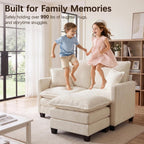 52" Loveseat Sofa, L-Shaped Cloud Love Seat Couches with Ottoman
