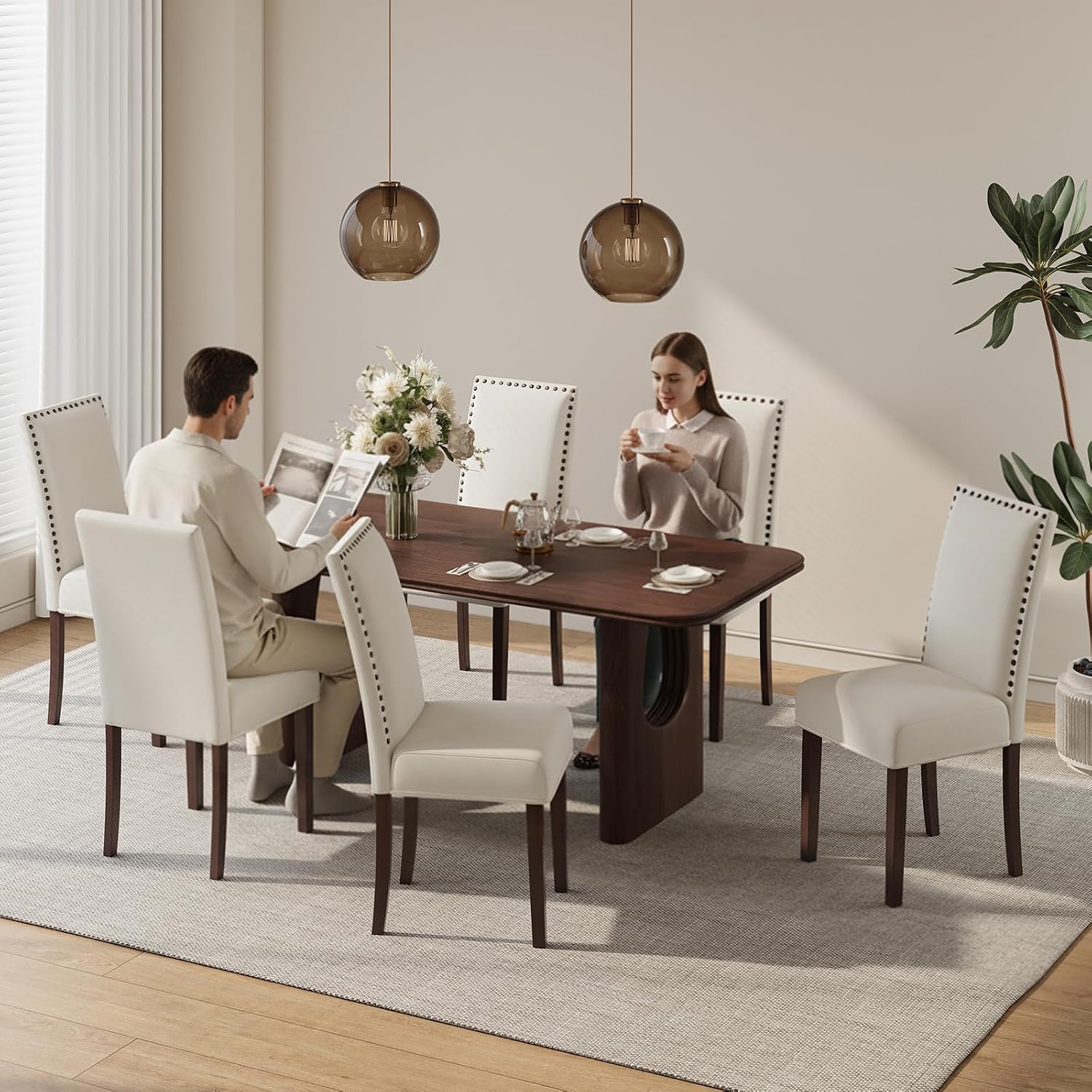 MALOL Velvet Dining Chairs Set of 2, Upholstered Kitchen Chairs with Thick Cushion & Solid Wood Legs, Adjustable Foot Pads, Elegant Chairs for Dining Room/Kitchen/Living Room