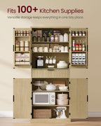 VASAGLE MAXE Collection - Pantry Cabinet, 70.6-Inch Tall Storage Cabinet with Drawer, 6 Adjustable Shelves, 2 Cabinets, Fluted Doors, Mid Century Modern, for Kitchen Living Room, Oak Beige UBBK365Y01