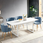 Extendable Dining Table for 4-8 Person, Extendable from 55" to 71", Modern Rectangle Dining Table with MDF Tabletop and Metal Frame, Expanding Kitchen Table for Home, Office (White)