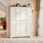HUAHUU 71" Kitchen Pantry Cabinet with 6 Door Shelves, Tall Pantry Storage Cabinet with 8 Doors & 4 Adjustable Shelves, Modern Kitchen Pantry with 2 Large Drawers for Dining Room, Living Room, White