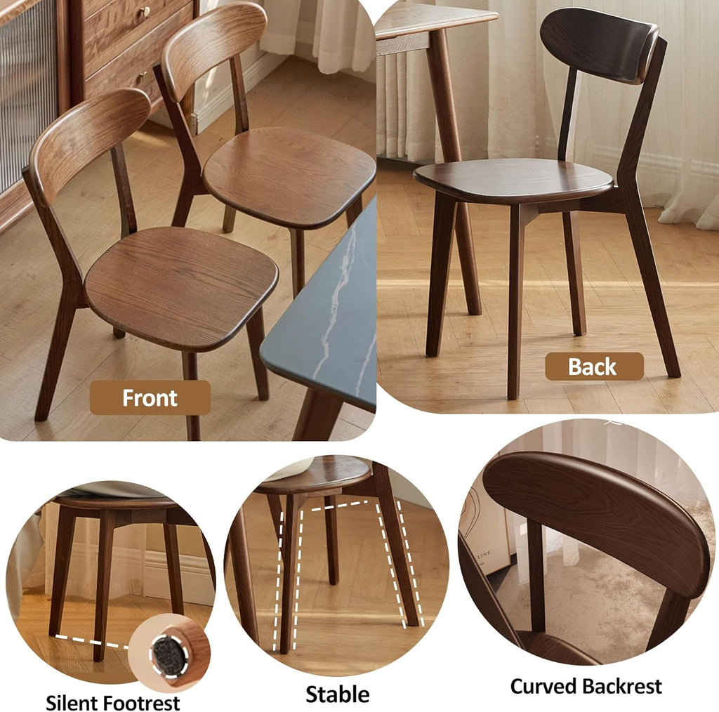 Modern Dining Chairs Set of 4, Solid Oak Wood Dining Chair with Comfortable Backrest, Sturdy Wooden Chairs for Kitchen, Dining Room
