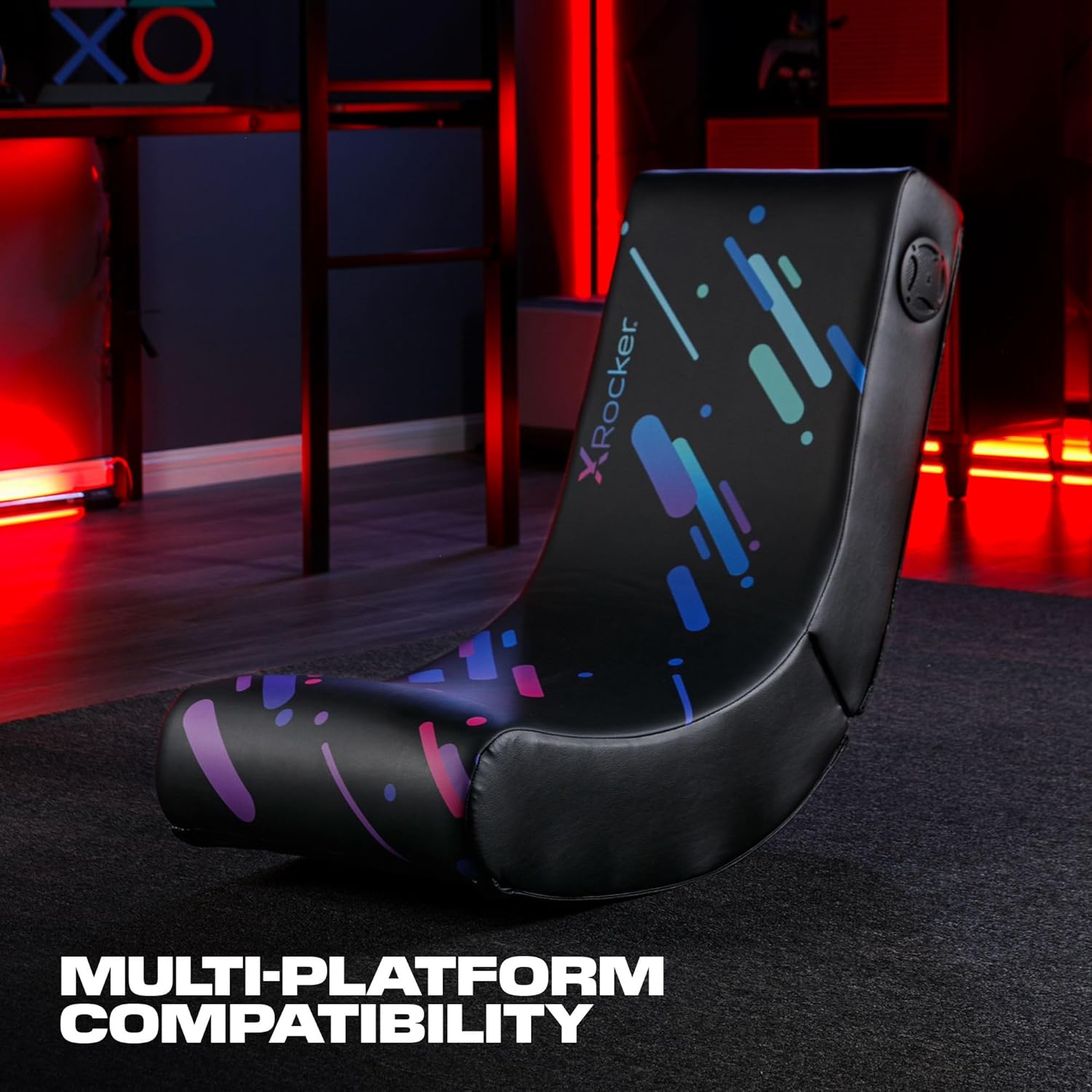 X Rocker Video Gaming Floor Rocker Chair, Built-in Audio, Foldable, for Gamers, Bedroom, or Game Room for Boys, Girls, Teens 5-17, Gifts for Gamers