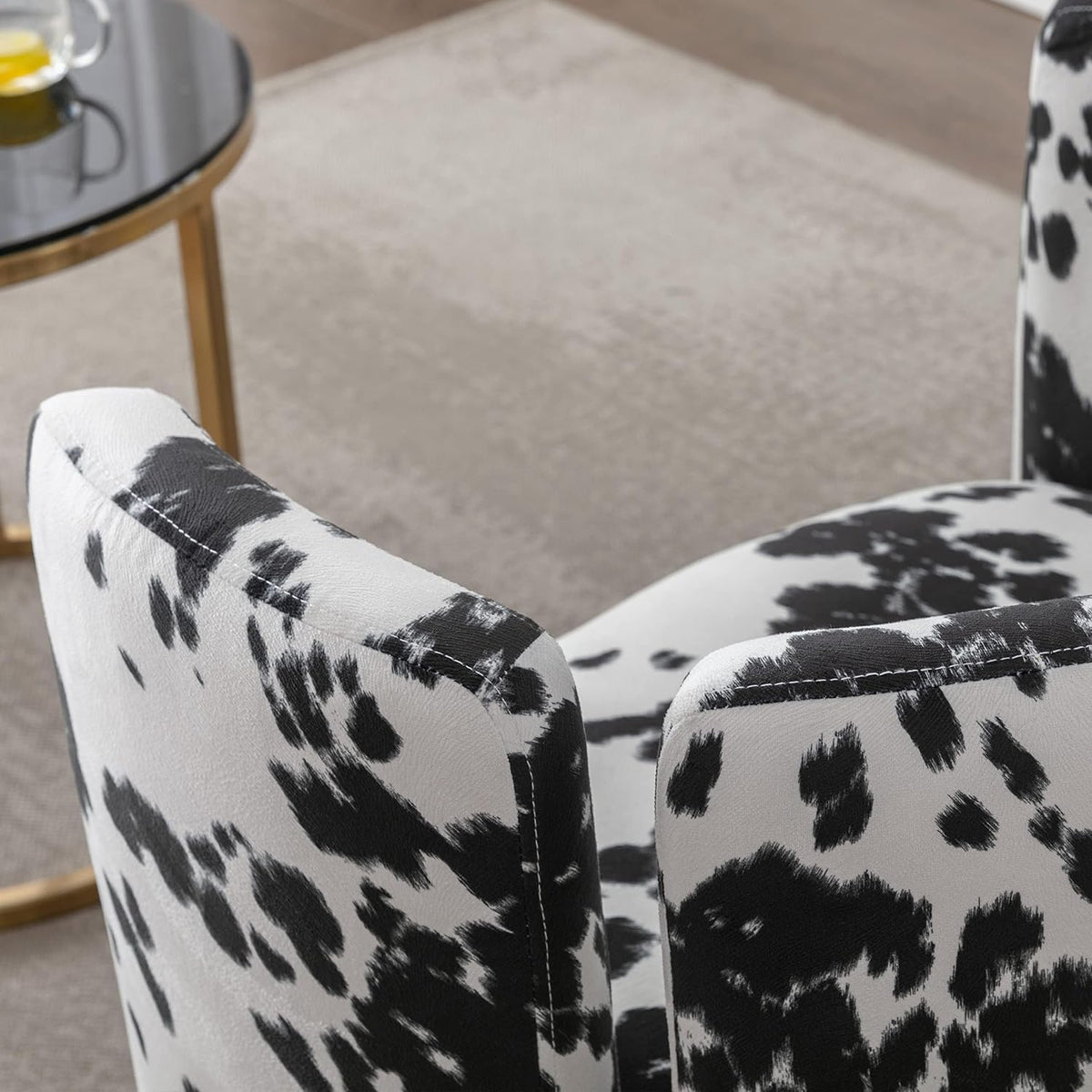 chairus Modern Dining Chairs Set of 2 Unique Sherpa Barrel Chairs Cute Comfy Upholstered Accent Chair for Living Room/Bedroom/Reception, Cow