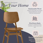 Alaterre Furniture Calais Dining – Mid Century Modern Set of 2 Dining Chairs – Solid Wood Chair Set with Minimalist Design for Dining Room or Kitchen (Warm Pecan Finish)