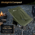 MOON LENCE Portable Camping Chair Plus, Larger & Roomier, Compact and Lightweight Still, Folding Chair for Backpacking & Hiking, 330Lbs Capacity (Moss Green-2pack)