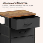 Maihail 3 Drawer File Cabinet with Wheels with Open Storage Shelf, Rustic Brown