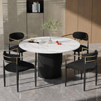 Baysitone Dining Chairs Set of 4 Mid-Century Modern Upholstered Boucle Dining Room Chairs Open Back Curved Backrest Black Metal Legs Gold Armchairs for Kitchen Living Room, Black(Only Chairs)