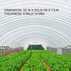 VEVOR Greenhouse Plastic Sheeting 32 x 25 ft, 6 Mil Thickness UV Resistant Clear Polyethylene Film, Hoop Green House Cover for Farms, Agriculture, Garden