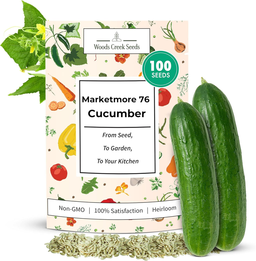 Marketmore 76 Cucumber Seeds for Planting - Heirloom Cucumber Seed Pack - Non-GMO, Crisp Texture Pickling Cucumbers for Planting Indoors or Outdoors - Vegetables Seeds for Planting