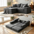 Modular Sectional Loveseat Cloud Sofa with Ottoman, Grey, 79''