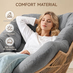 ONBRILL Papasan Rocking Chair with Ottoman,Oversized Papasan Chair with Padded Cushion, Indoor & Outdoor Rocker Chair for Living Room, Patio, Garden, Light Gray