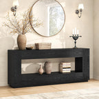 Epecoya 78 Inch Extra Long Console Table, 2-Tier Wood Entryway Table with Storage, Farmhouse Sofa Behind Couch Table for Entrance, Living Room, Foyer, Hallway, Black