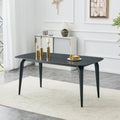 Modern Rectangular Dining Table,63”Sintered Stone Dining Table for 4-6, Black Stone Top with Carbon Steel Frame for Small Space,Kitchen Office,Apartment,Cafe