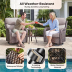 Rilyson Outdoor Swivel Rocker Chairs - All Weather Resistant Wicker Patio Furniture Set of 2 with High Back and 6 inch Thick Cushions for Deck Porch Yard and Poolside, Brown/Beige