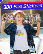 300 Pcs Sport Stickers for Kids, Sport Water Bottle Stickers, Vinyl Waterproof Laptop Sticker for Water Bottle, Bulk Sticker Packs for Boys Kids Classroom Prizes for Elementary Students
