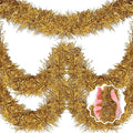 50 Feet Champagne Gold Christmas Tinsel Garland, Metallic Foil Twist Banner Wall Hanging Tinsel Streamers Backdrop for Parade Floats, Christmas, Mother's Day, Birthday Party Decorations(2in x 50ft)