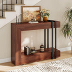 Einhomn 42.5" Console Table Behind Couch, 2-Tier Narrow Entryway Table with Storage, Wood Sofa Tables for Entrance/Hallway/Living Room/Foyer, Walnut Brown