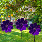 4PCS Flower Wind Spinner Sparkly Lawn Pinwheel 11.8 inch Garden Windmill for Garden, Party, Mardi Gras，Christmas Outdoor, Yard Decor