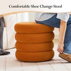 19.5 Inch Round Storage Ottoman, Modern Velvet Ottoman Coffee Table with Removable Top, Orange Vanity Stool with Storage for Bedroom, Living Room, Dorm, Set of 2
