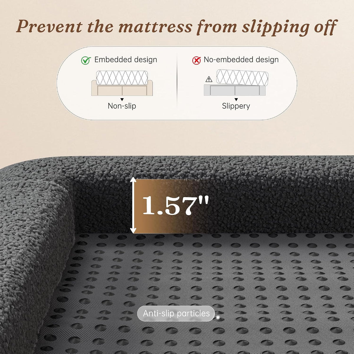 Homkdom Cloud Bed Frame Queen Size with 5" Headboard Protection