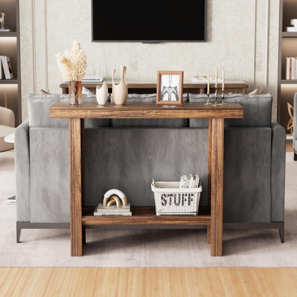 LIFECHOVY Farmhouse Wood Entryway Table Narrow Console Tables with Storage Behind The Couch Sofa, Entrance Side Table for Hallway, Living Room, Foyer, Rustic Brown