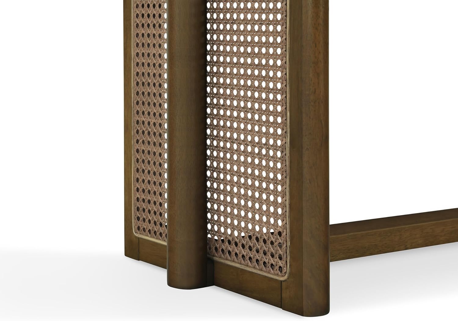 Merax Rustic Rubber Wood 59.06''L Rectangular Dining Bench with Rattan Accents Legs, Large Rectangular Kitchen Bench Fits up to 3 People, Easy Assemble, Walnut