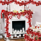 TURNMEON 49.2 Feet 6 Strings Valentines Heart Tinsel Garland Valentine Decor Twist Metallic Hanging Red Garland Valentines Tree Decoration Indoor Outdoor Wedding, Each 8.2Ft by 4.3 Inch